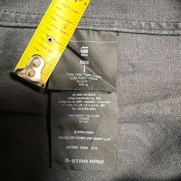 G-Star Raw Rackler Camo Men's L Long Sleeve Snap Up Tactical Shirt Zip Pocket - Picture 10 of 11